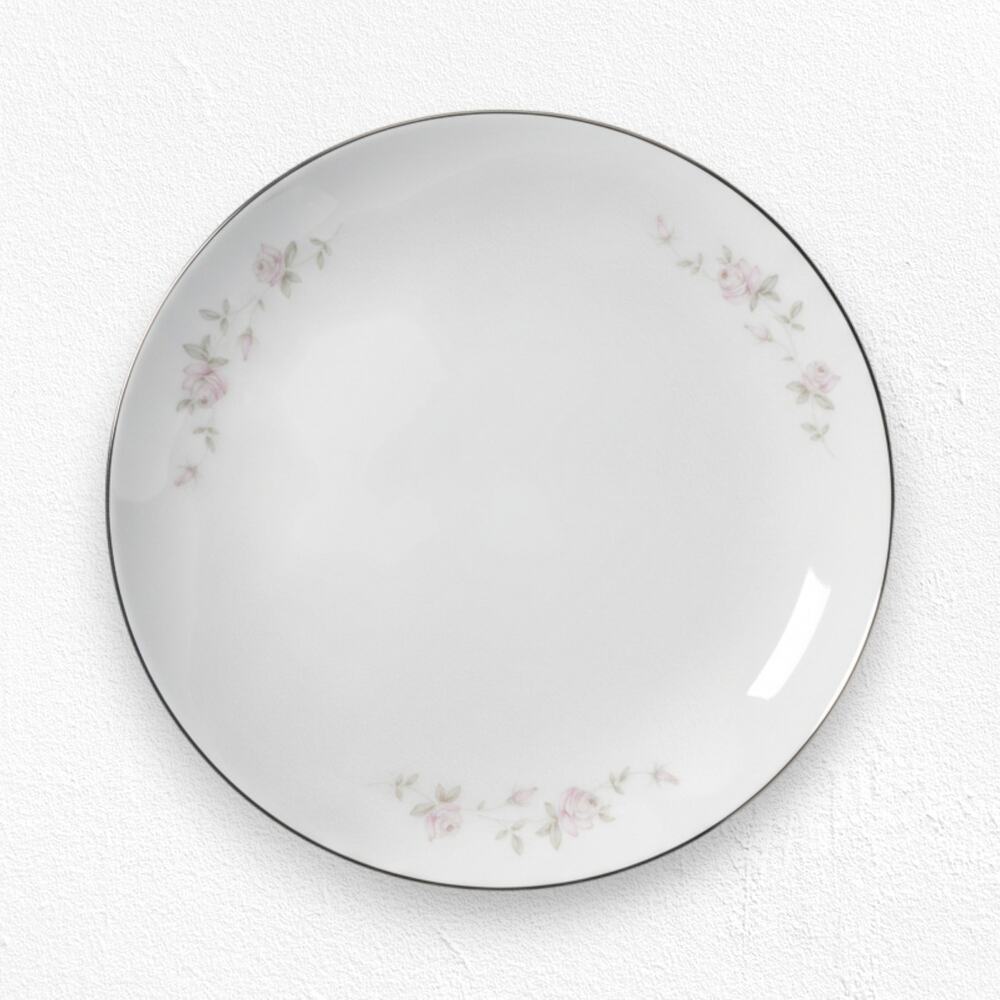 1960s Noritake Bellemead Salad Plates Set of 4 Floral Porcelain with Silver Trim